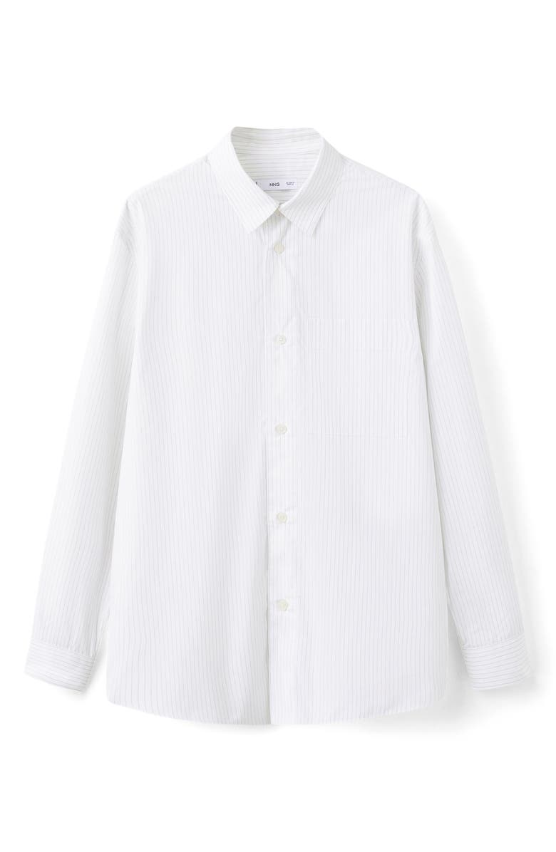 MANGO Relaxed Fit Stripe Button-Up Shirt, Alternate, color, White