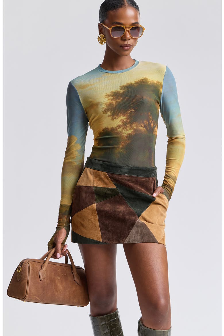 Patchwork Suede Miniskirt, Alternate, color, PATCHWORK MULTI