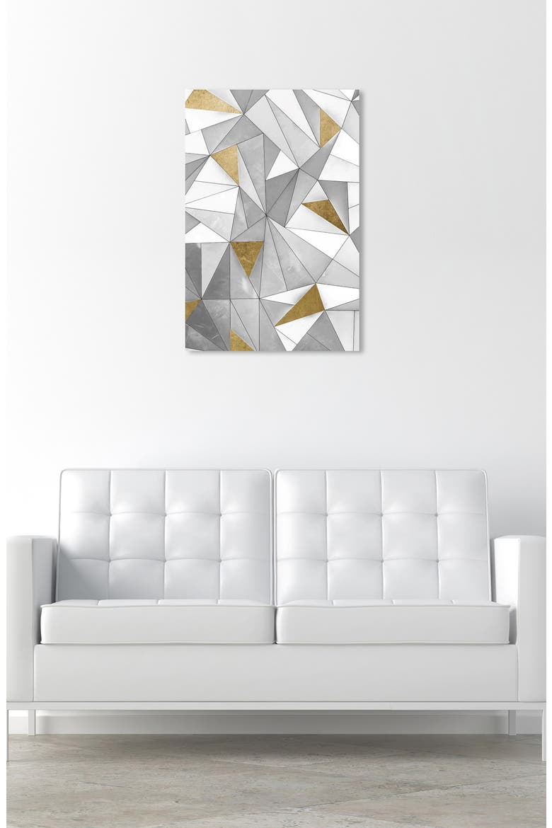 Triangular Wall Canvas Wall Art, Alternate, color, GREY WHITE GOLD