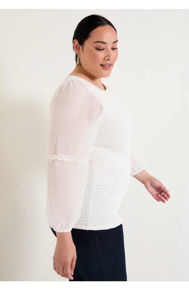 June + Vie Puff-Sleeve Smocked Blouse, Alternate, color, Sugar Swizzle