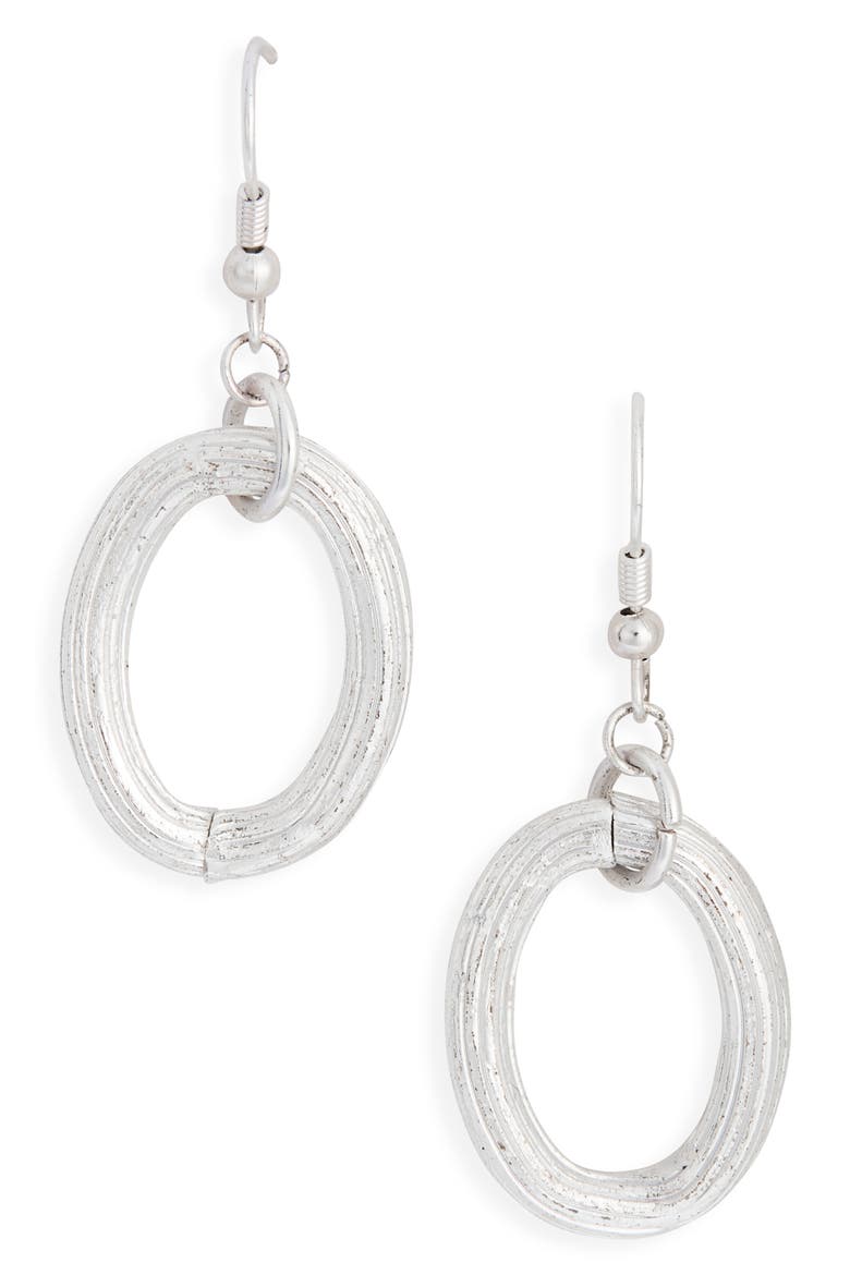Brushed Oval Drop Earrings, Main, color, SILVER