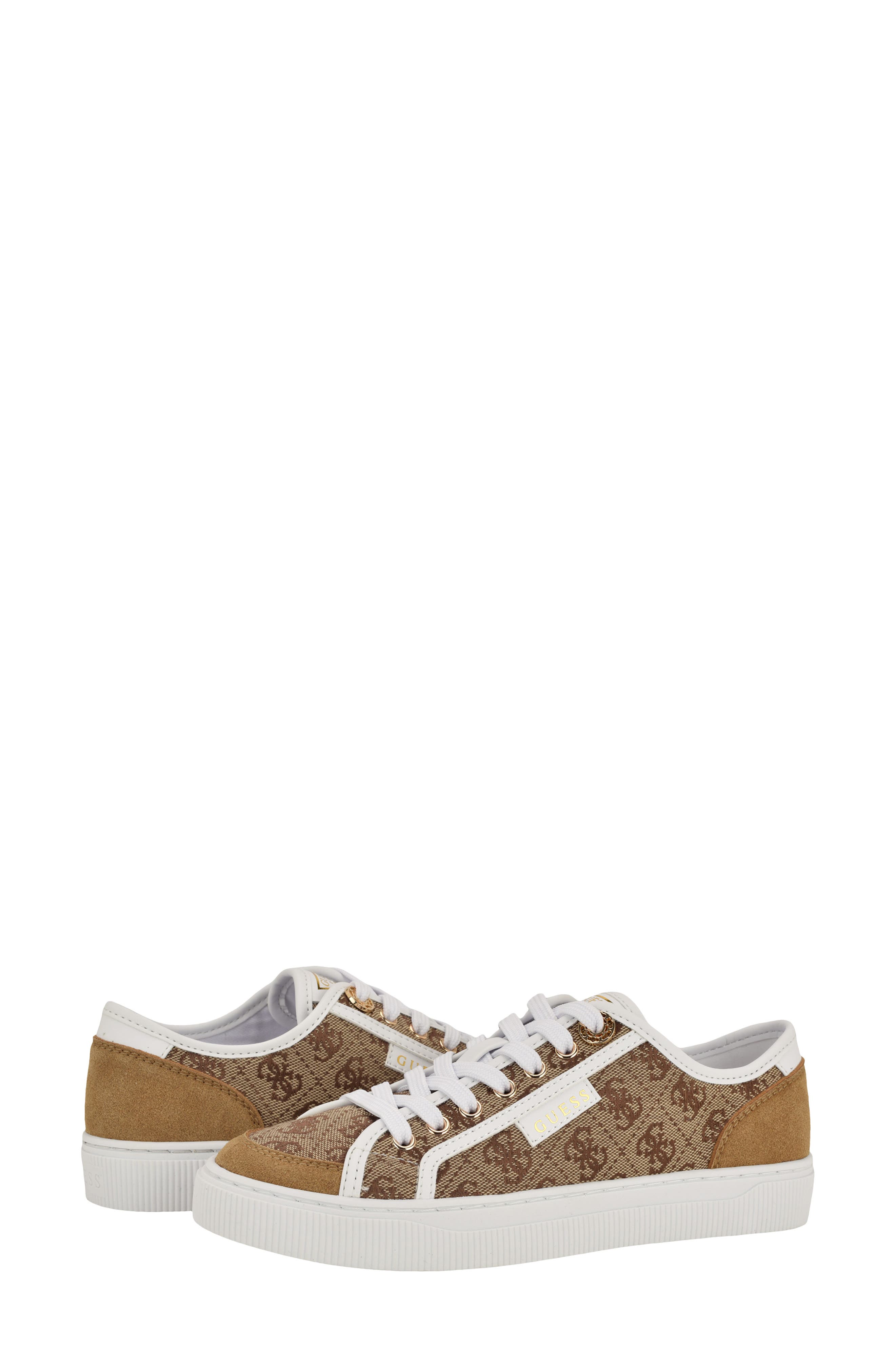 GUESS Sandie Low Top Canvas Sneaker, Alternate, color, Medium Brown