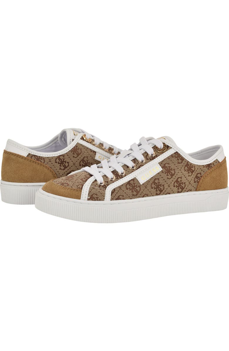 GUESS Sandie Low Top Canvas Sneaker, Alternate, color, Medium Brown