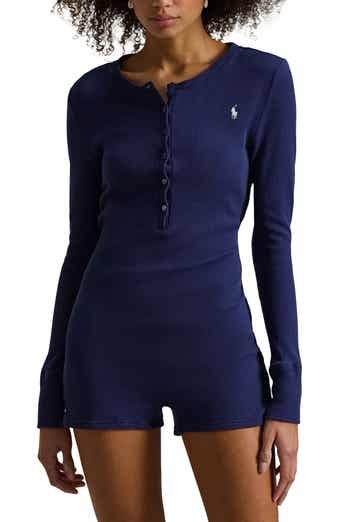 Cotton Blend Waffle Pajama Romper