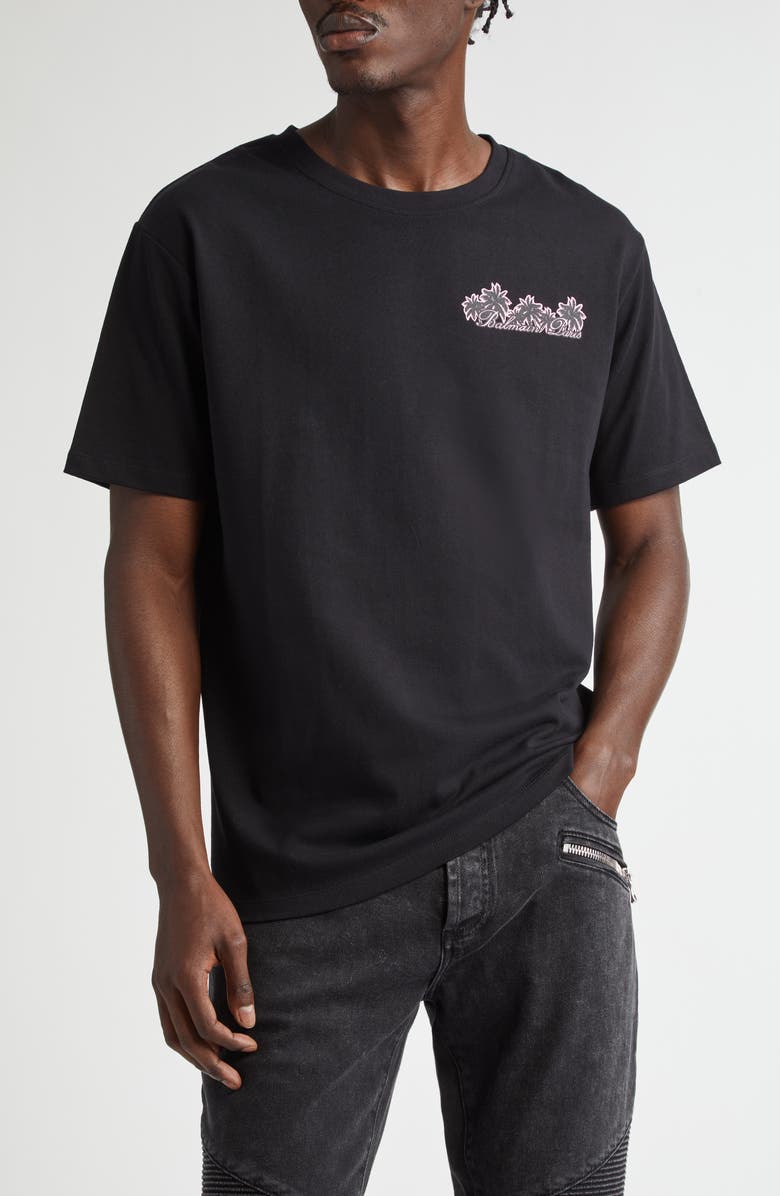 Balmain Club Organic Cotton Graphic T-Shirt, Main, color, 
