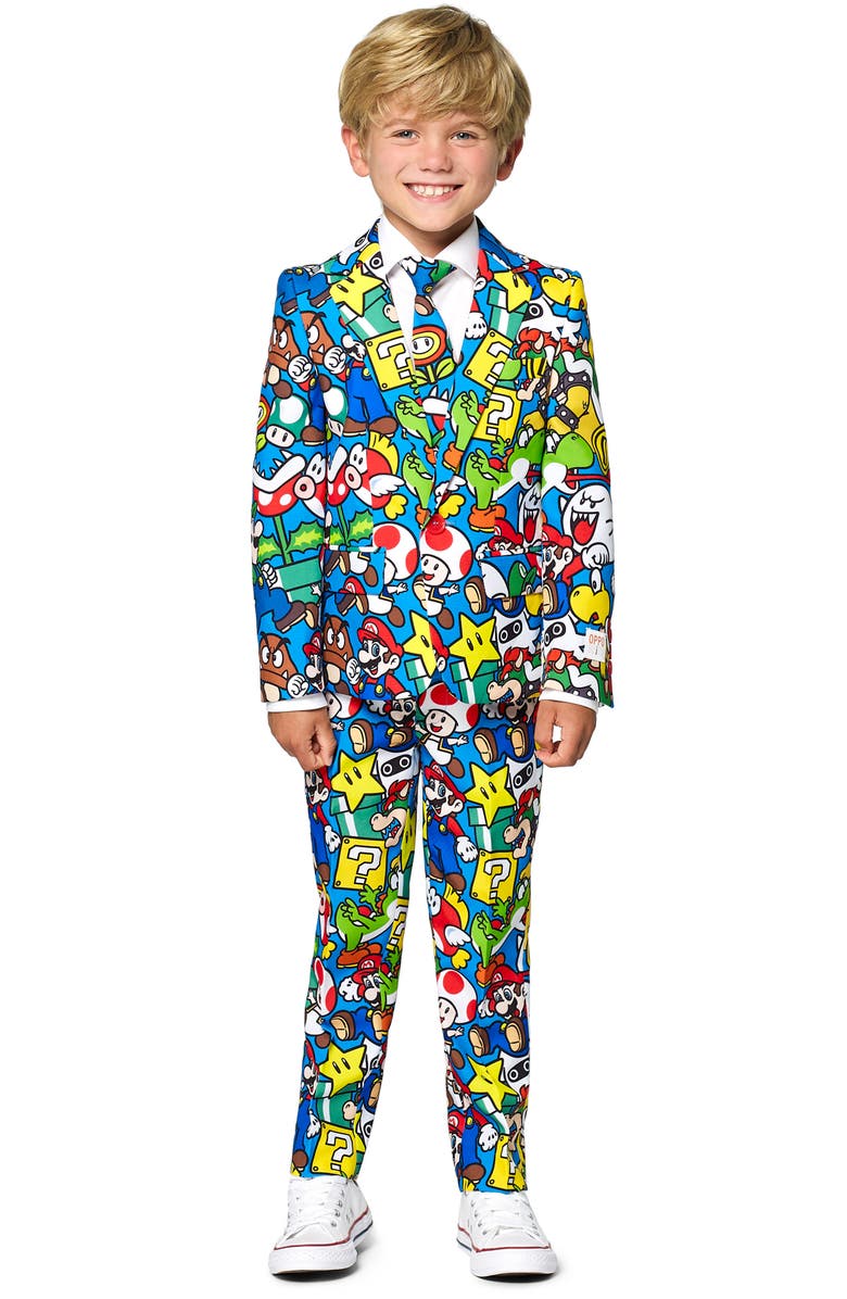 OppoSuits Super Mario Two-Piece Suit with Tie, Main, color, Blue