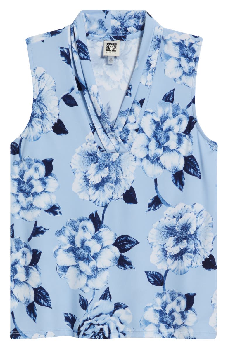 Anne Klein Floral Triple Pleat V-neck Top, Alternate, color, 