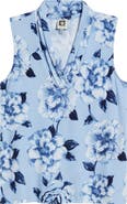 Anne Klein Floral Triple Pleat V-neck Top
