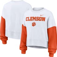 Nike Women's Nike White Clemson Tigers Oversized Color-Block Pullover Sweatshirt