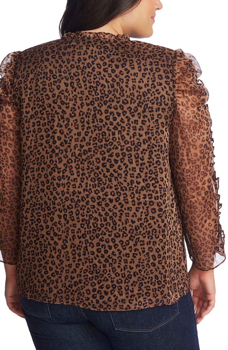 CeCe Leopard Print Ruffle Sleeve Top, Alternate, color,