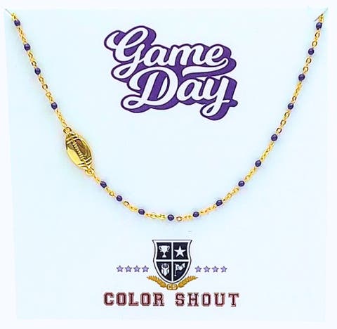 Game Day Side Set Football Necklace with Enamel Beads