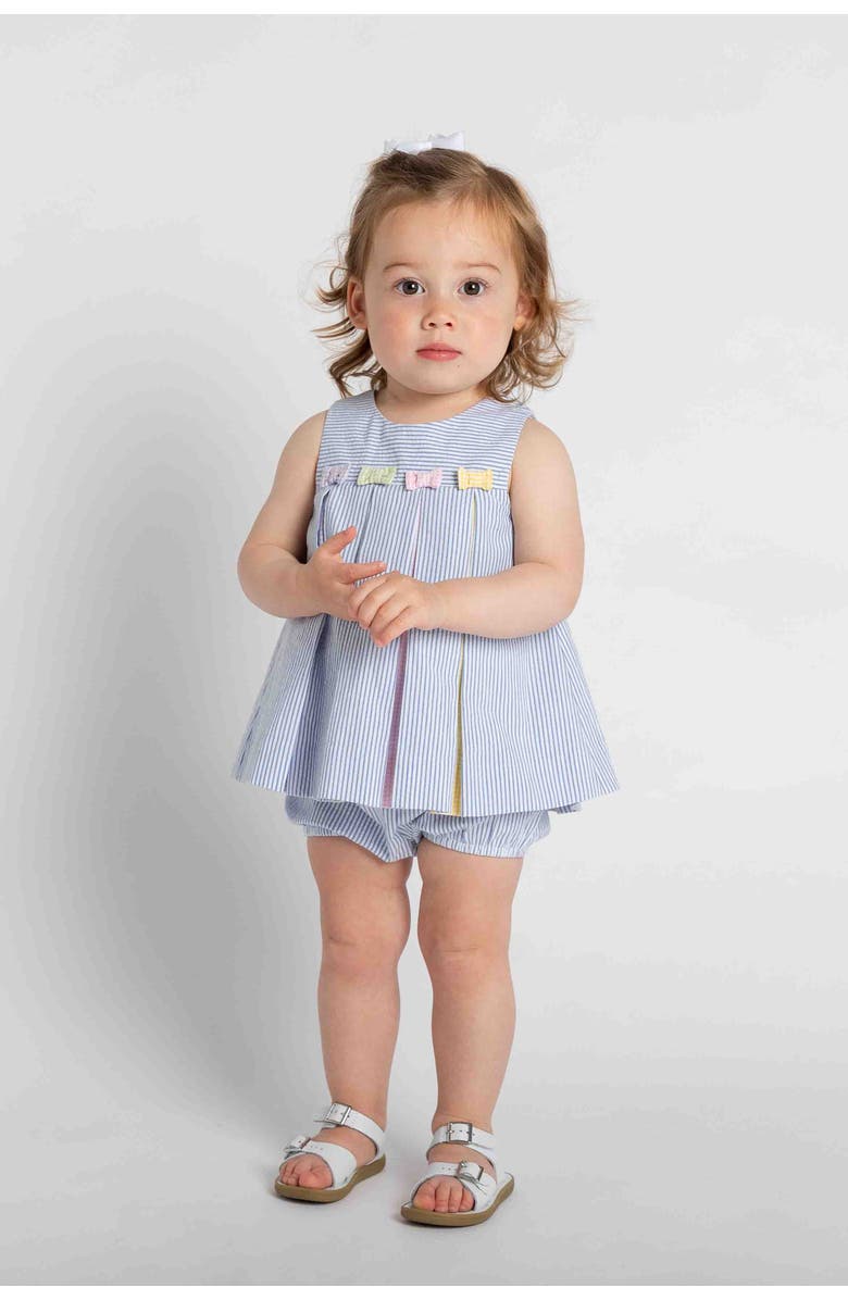 Florence Eiseman Multicolor Seersucker Dress & Bloomer, Alternate, color, Multi