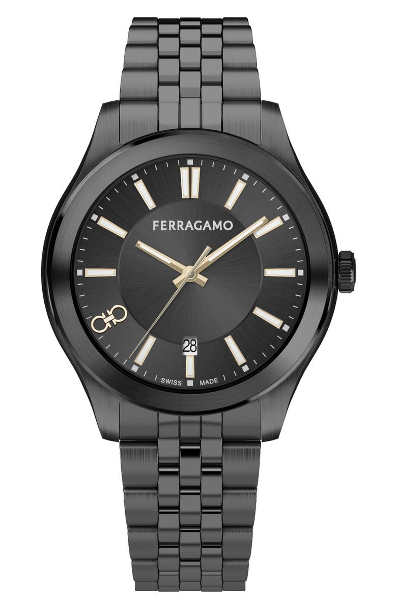 FERRAGAMO Classic Sunray Dial Bracelet Watch, 42mm, Main, color,