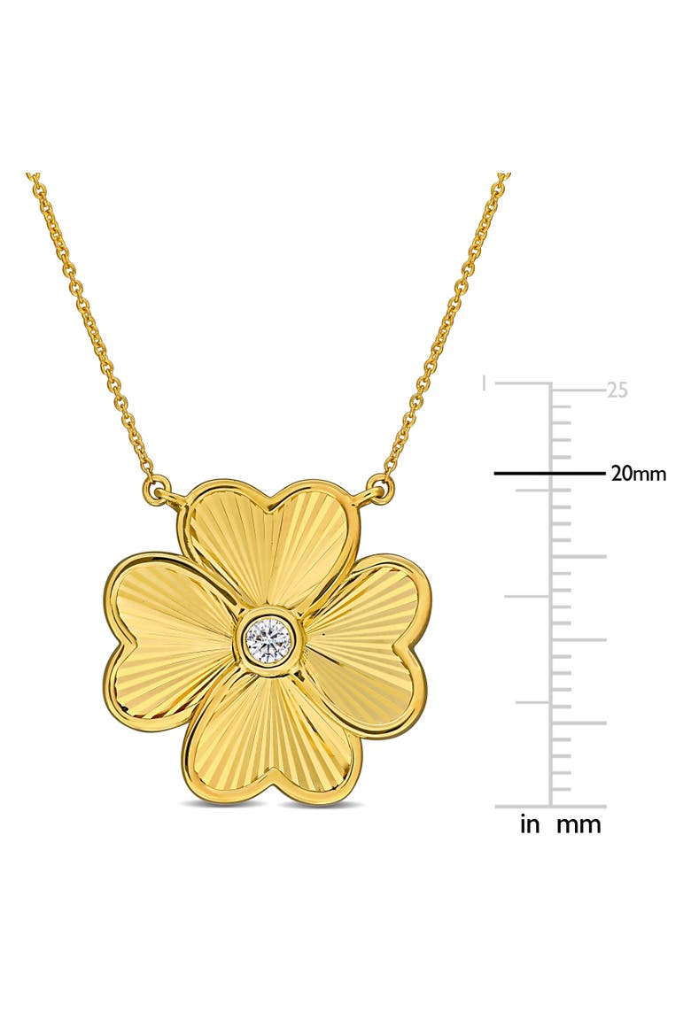 Diamond Flower Necklace 10k, Alternate, color, Yellow Gold