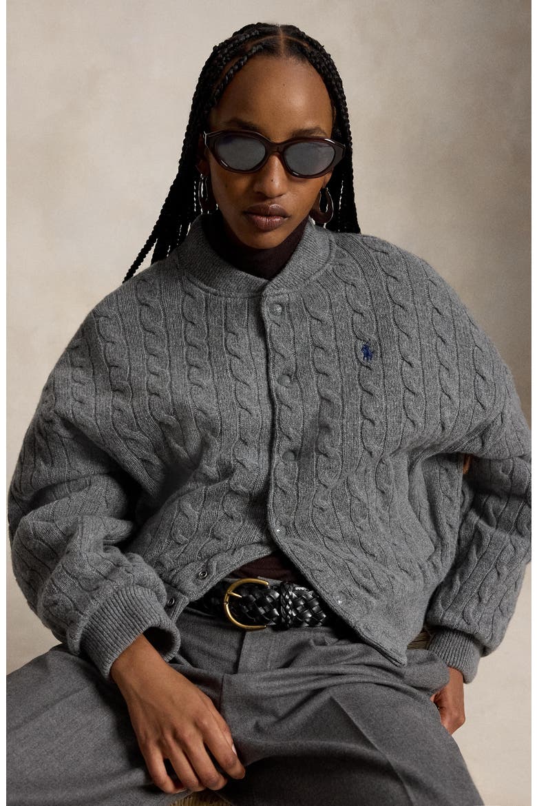 Wool & Cashmere Bomber Jacket, Alternate, color, FLANNEL GREY HEATHER
