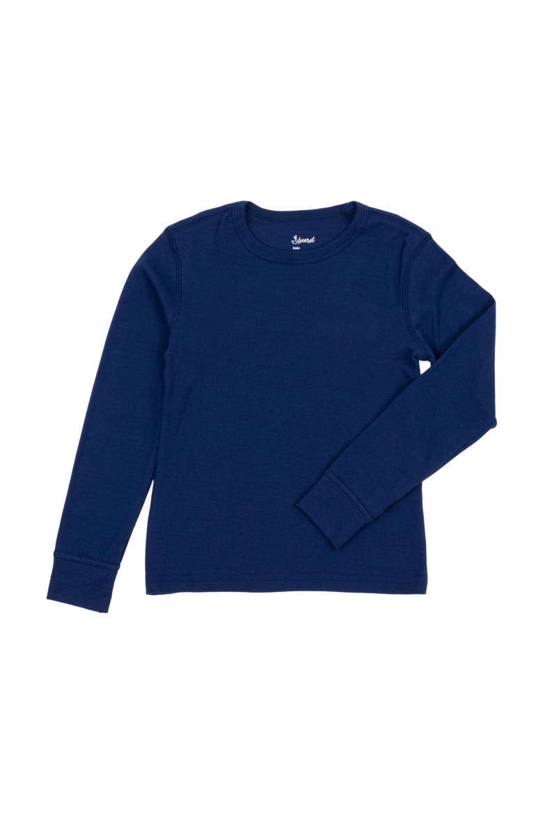 Kids Long Sleeve T-Shirt, 100% Cotton, Solid Colors, Alternate, color, True Navy