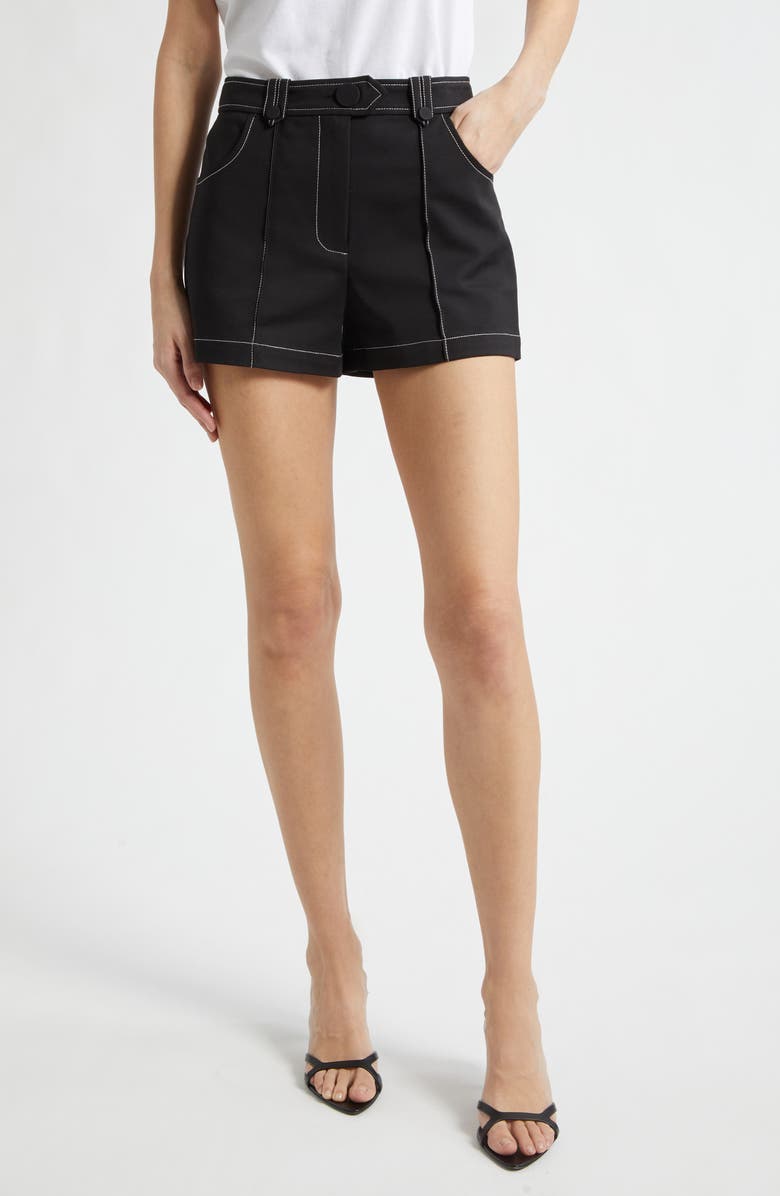 Ramy Brook Marco Pintuck Cotton Blend Shorts, Main, color, Black