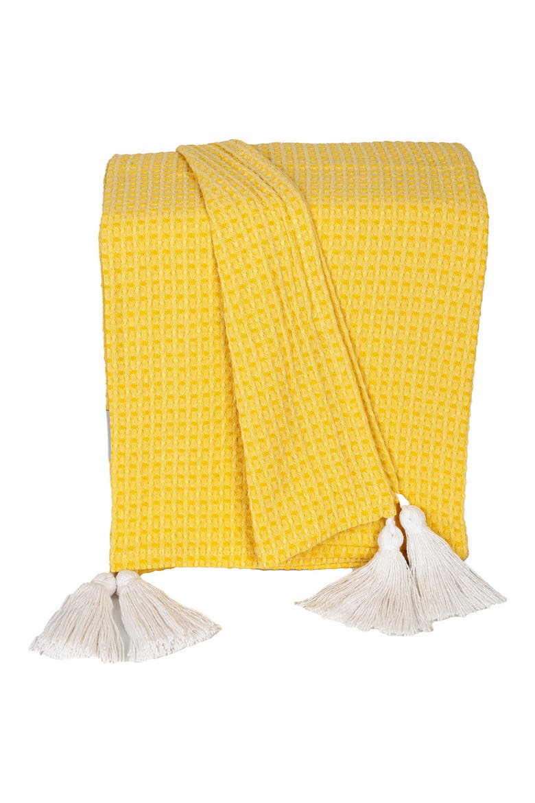 Khonsu Waffle Weave Tassel Throw Blanket, Main, color, YELLOW