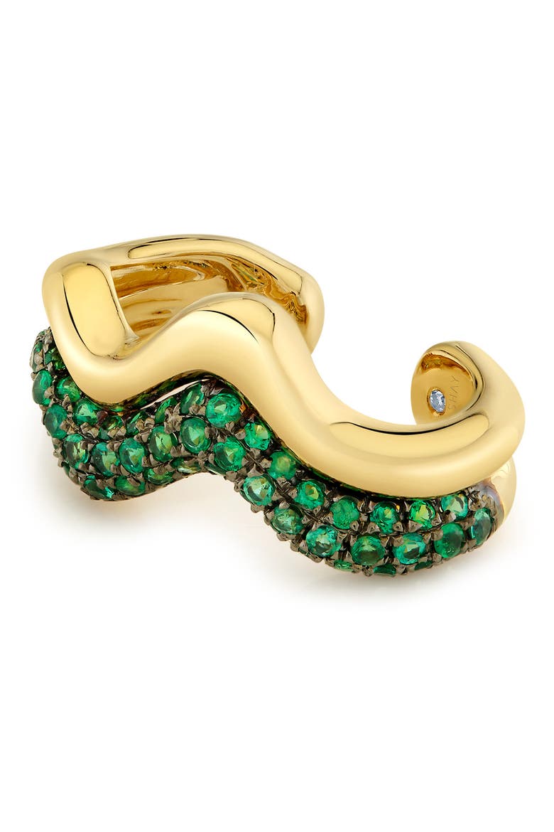 Emerald Wave Single Ear Cuff, Main, color, GOLD