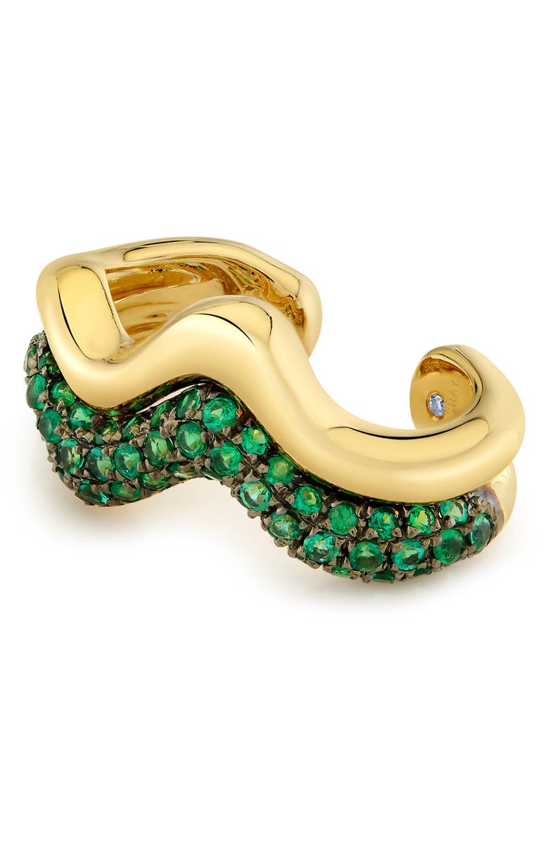 SHAY Emerald Wave Single Ear Cuff, Main, color, Gold