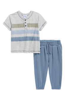 Stripe Henley T-Shirt & Pants Set