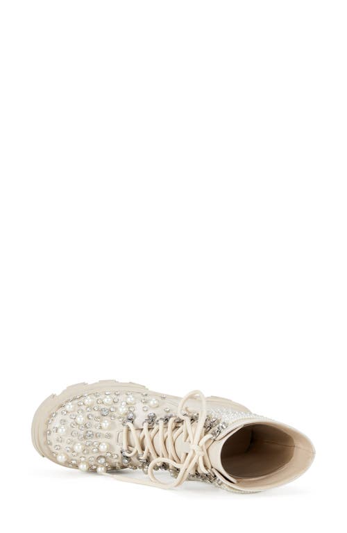 Azalea Wang Twinkley Embellished Combat Boot In White