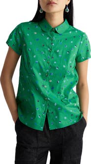 Seasalt Cornwall Rushmaker Petal Spot Organic Cotton Voile Button-Up Shirt