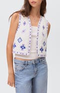 MANGO TEEN Embroidered Quilted Cotton Crop Vest