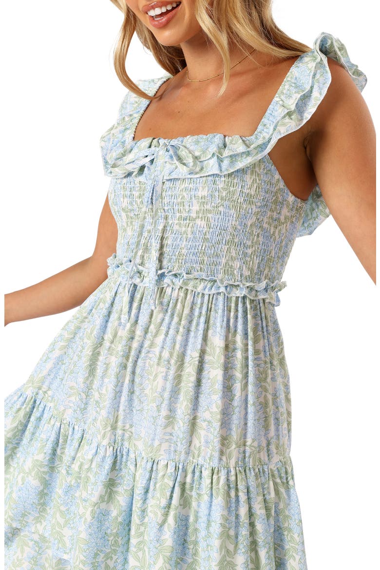 Kai Floral Tiered Ruffle Minidress, Alternate, color, BLUE FLORAL
