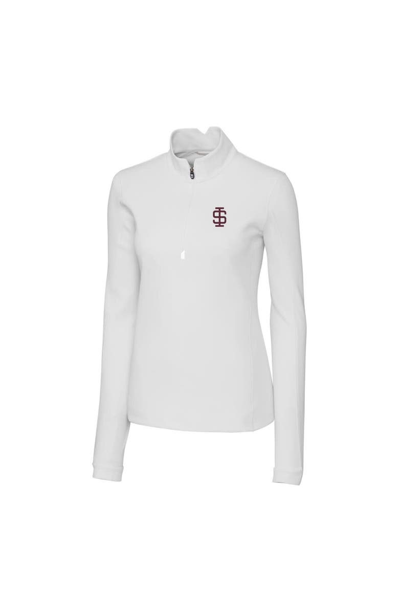 Cutter & Buck Women's Cutter & Buck White Southern Illinois Salukis Traverse Stretch Quarter-Zip Pullover Top, Alternate, color, 