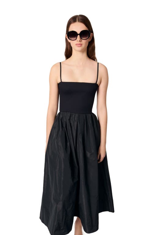 Maje Strapless Mesh And Taffeta Dress In Black