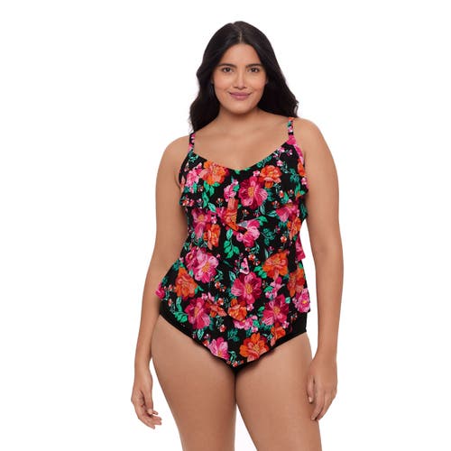 Trimshaper Lena 4 Tier Ruffle Tankini Swim Top