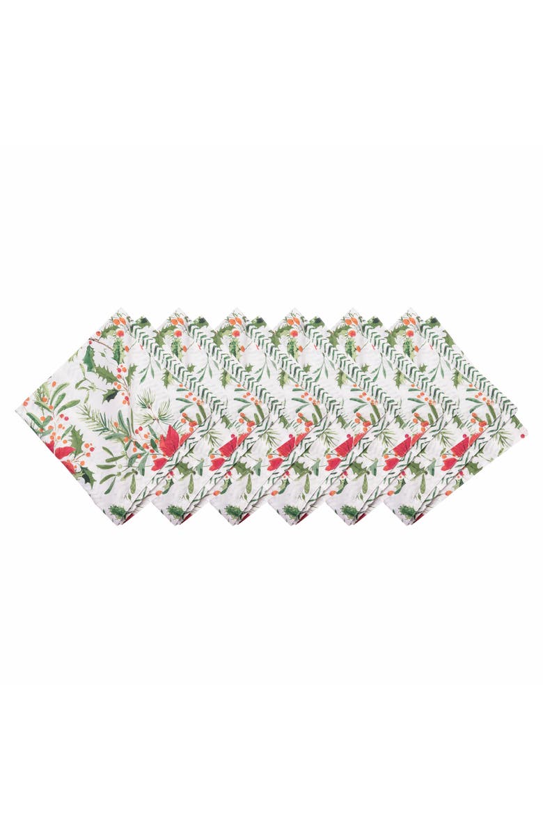 C&F Home Silvia Poinsettia Napkin Set of 6, Main, color, Green