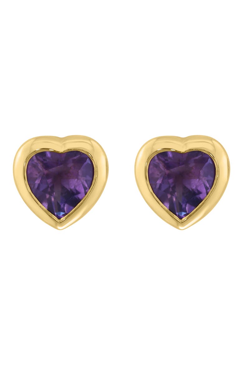Amethyst Heart Stud Earrings, Alternate, color, PURPLE