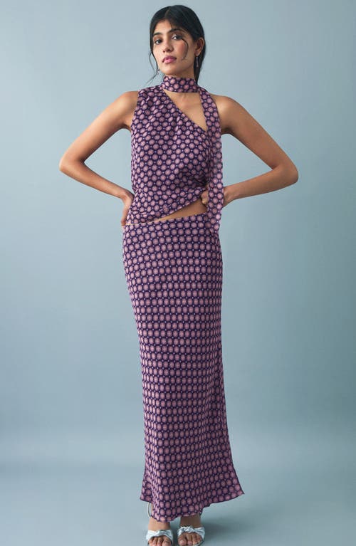 Mango Teen Print Maxi Skirt In Purple