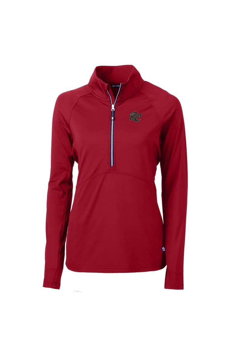 Women's Cutter & Buck Red Sacramento River Cats Adapt Eco Knit Stretch Recycled Half-Zip Top, Alternate, color, Red