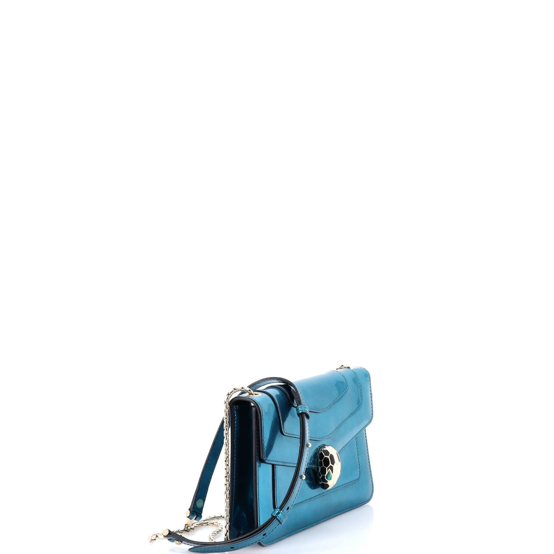 Serpenti Forever Shoulder Bag Metallic Leather Small, Alternate, color, Blue