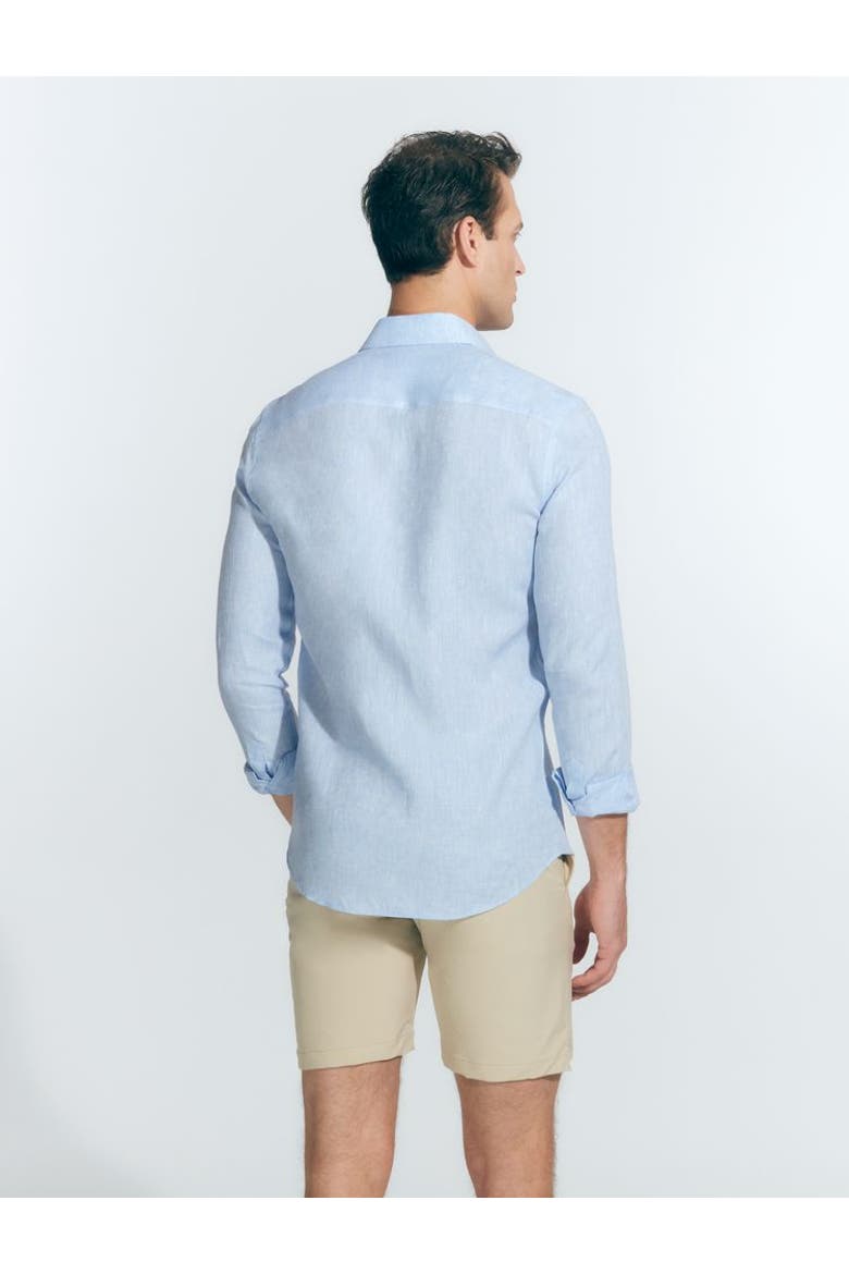 James Linen Slim-Fit Shirt, Alternate, color, Blue