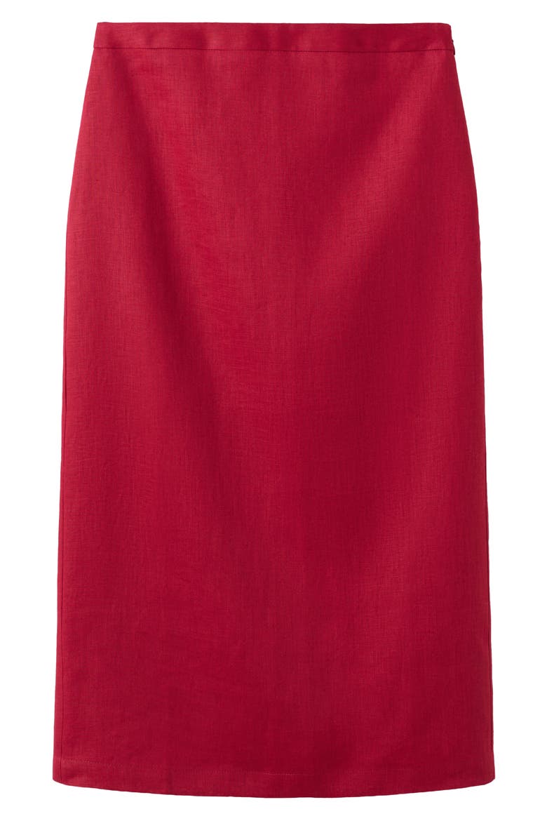 Linen Midi Skirt, Alternate, color, RED