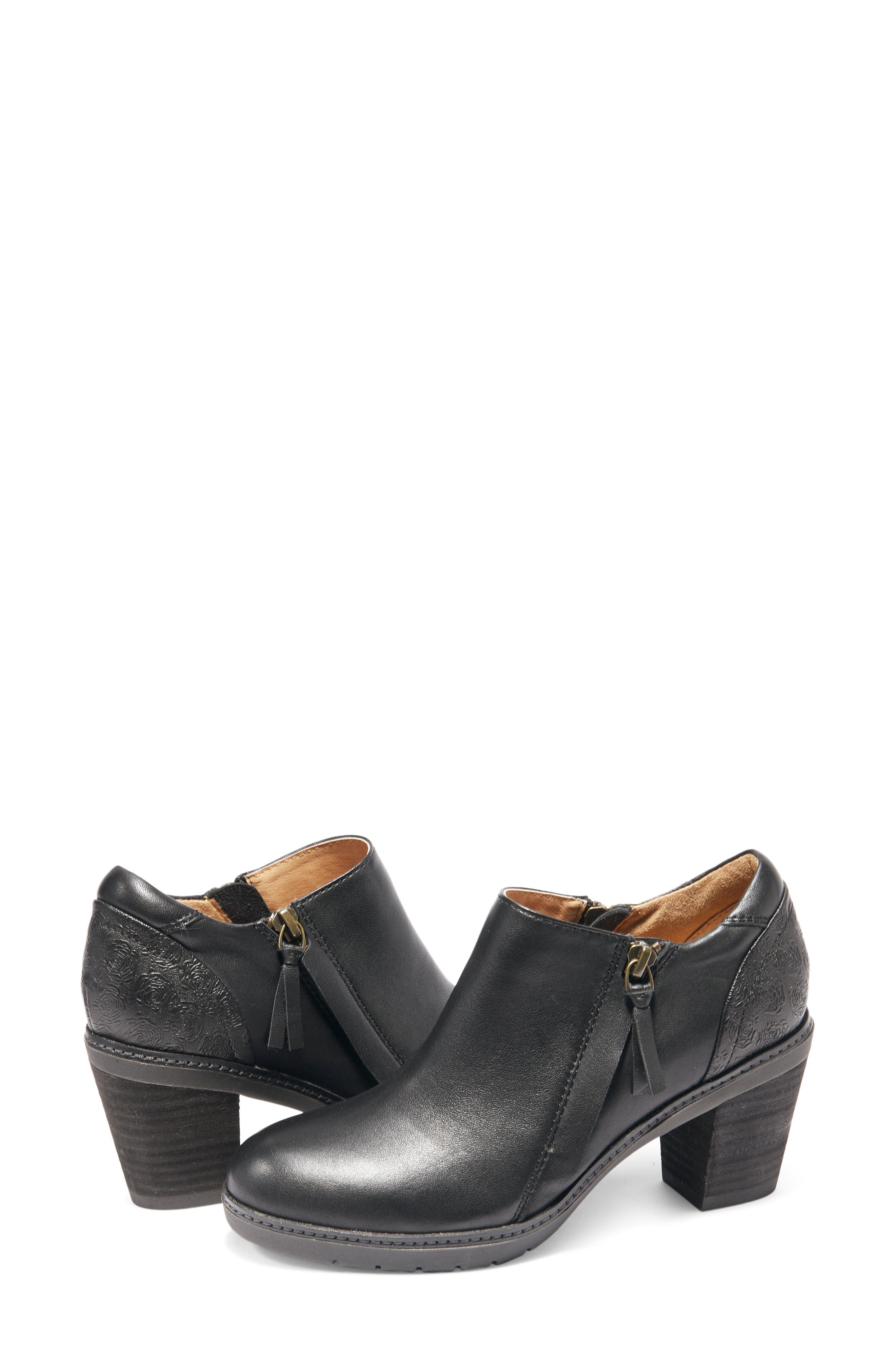 Hälsa Footwear Rylee Floral Embossed Leather Bootie, Alternate, color, Black