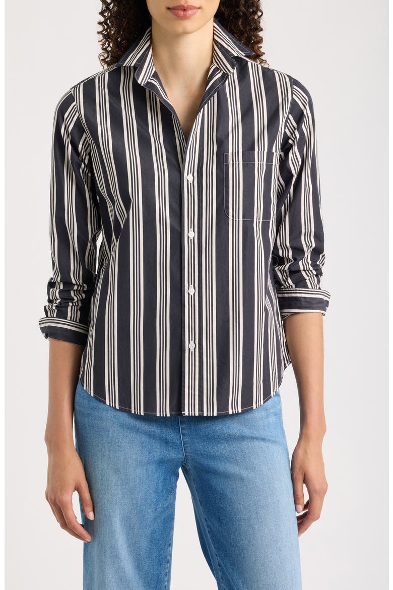 NYC Button-Up Shirt, Main, color, BLACK/ TAN MULTI STRIPE
