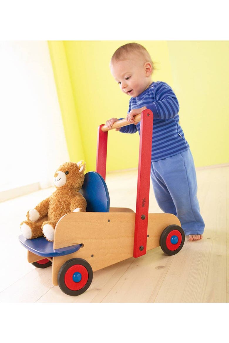 Walker Wagon Push Toy, Alternate, color, BROWN/ RED AND BLUE