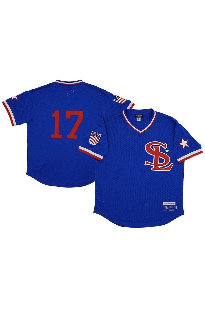 RINGS & CRWNS Men's Rings & Crwns #17 Royal St. Louis Stars Mesh Replica V-Neck Jersey, Alternate, color,