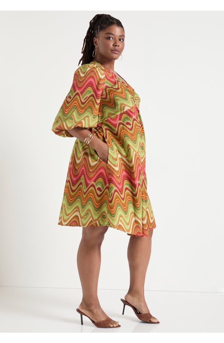 June + Vie Ring Cut Out Poplin Shirtdress, Alternate, color, Heat Waves