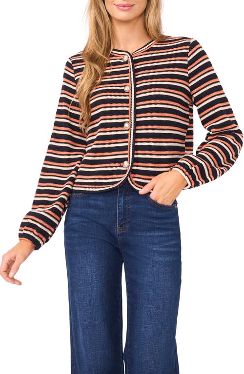 Cece Stripe Knit Cardigan In Black