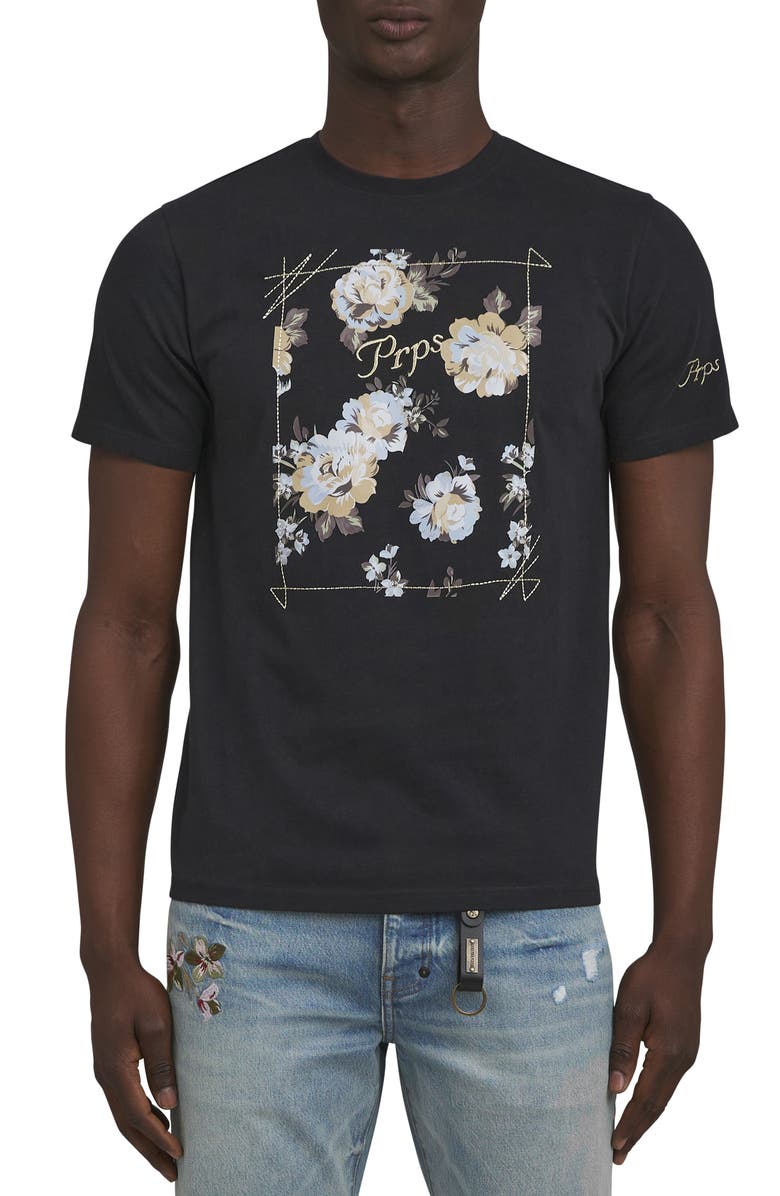 PRPS Alba Floral Embroidered Cotton Graphic T-Shirt, Main, color, 