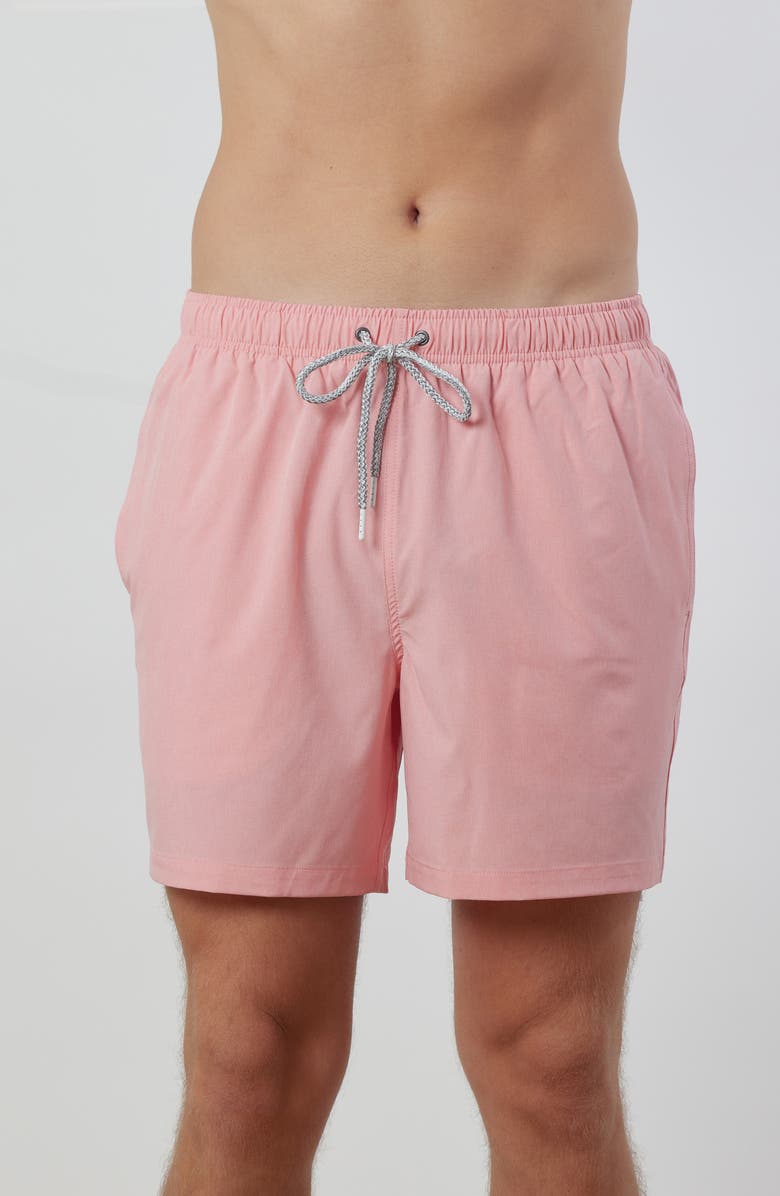 Rainforest Not Your Average Solid Swim Trunks, Alternate, color, Flamingo Pink