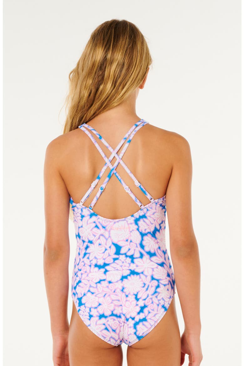 Kids' Sunshine Squad Rib One-Piece Swimsuit, Alternate, color, ELECTRIC BLUE