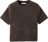 MANGO Short Sleeve Bouclé Sweater