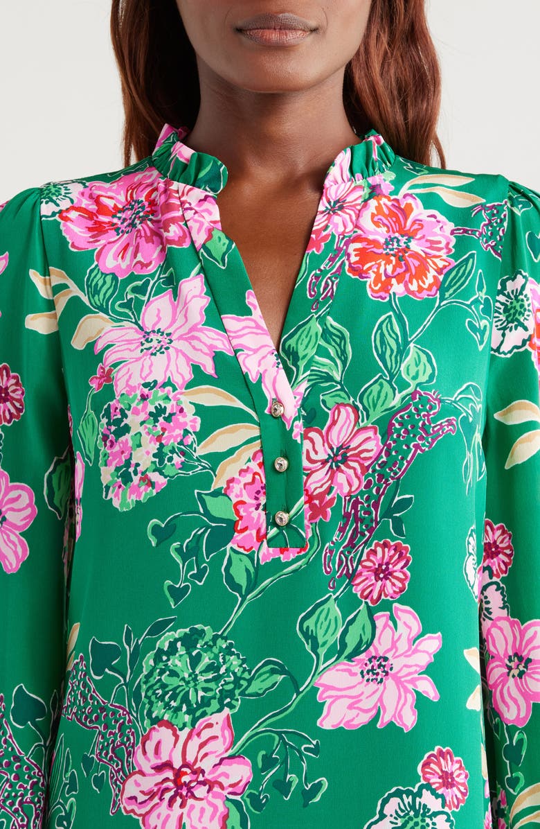 Lilly Pulitzer<sup>®</sup> Evaline Floral Print Long Sleeve Silk Dress, Alternate, color, 